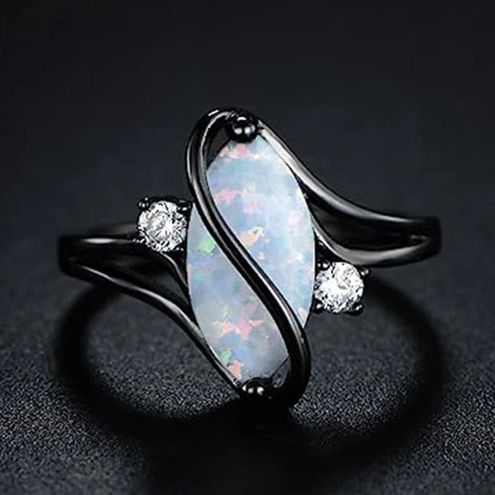 Anillo retro con ópalo negro trenzado