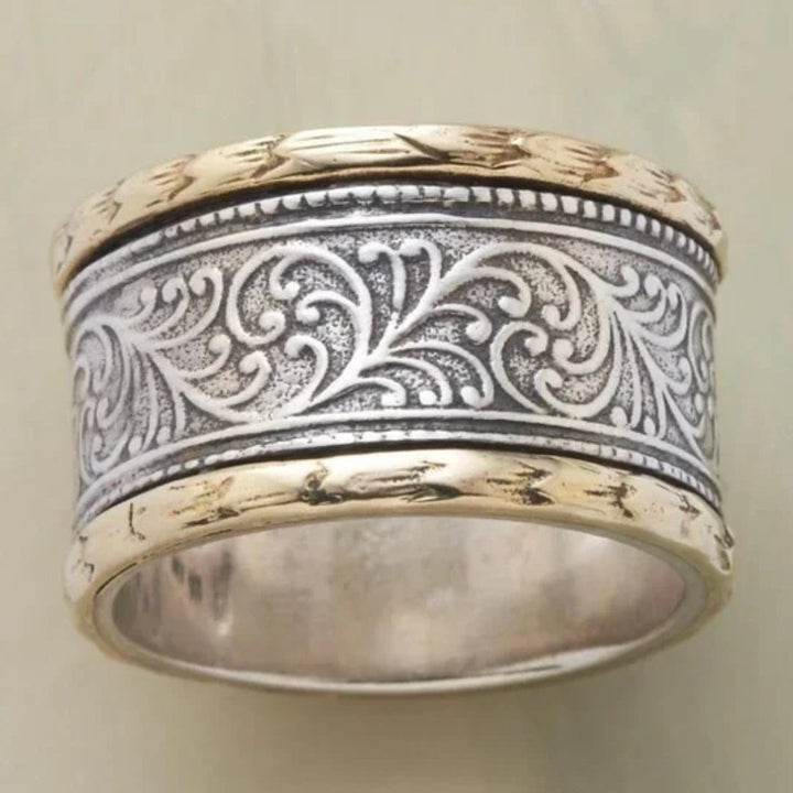 Anillo retro en oro y plata