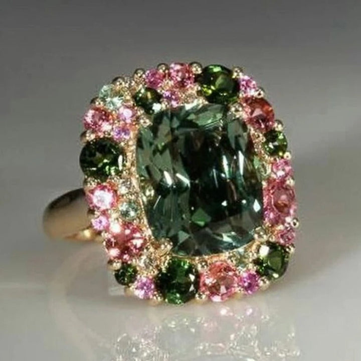 Anillo retro en oro verde y rosa