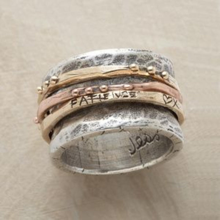 Anillo retro en oro rosa y plata
