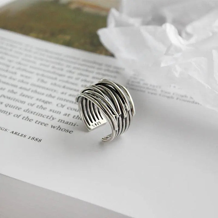 Anillo Ajustable en Capas de Plata