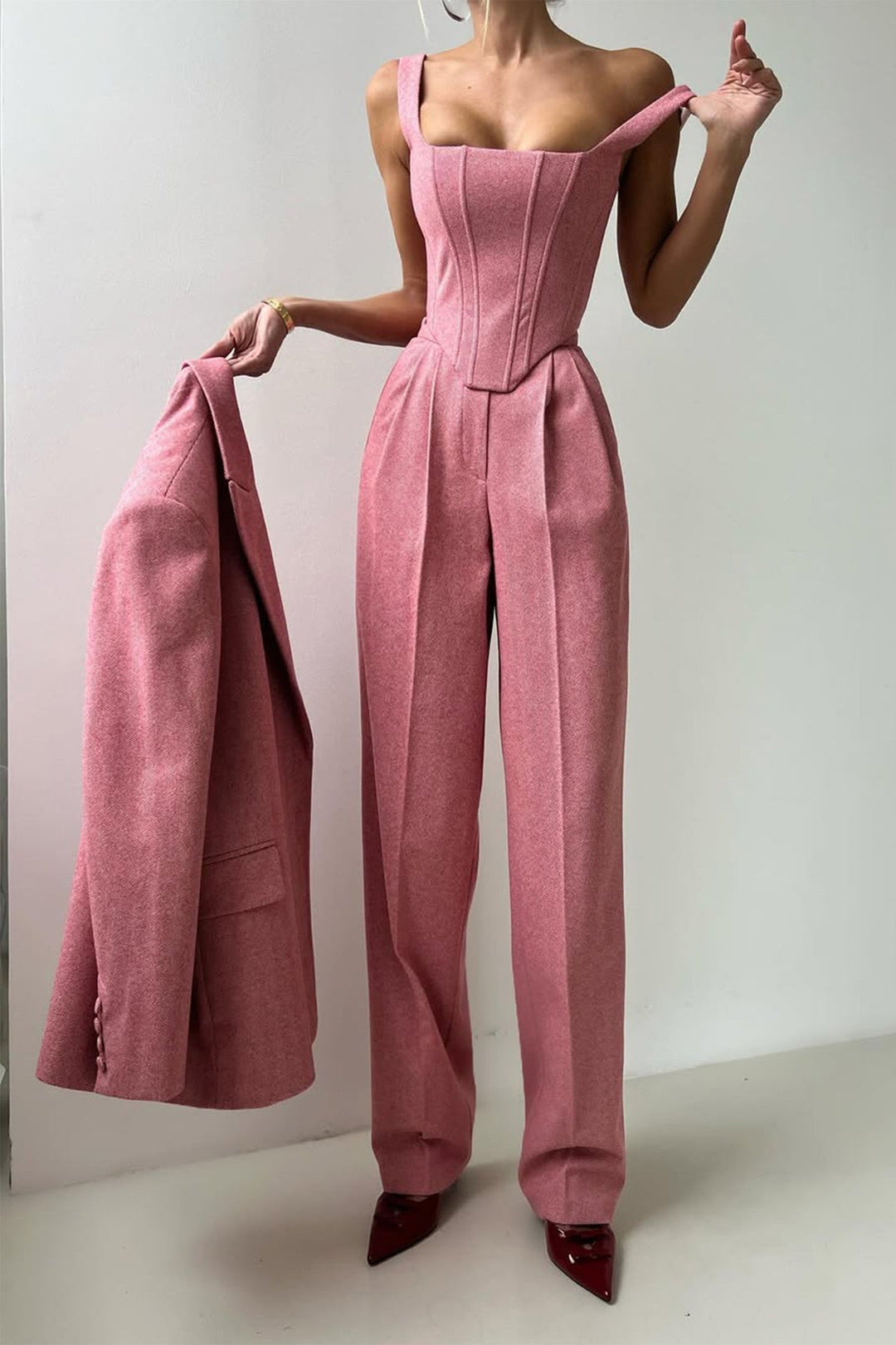 Dolce™ - Conjunto de tres piezas con blazer de doble botonadura