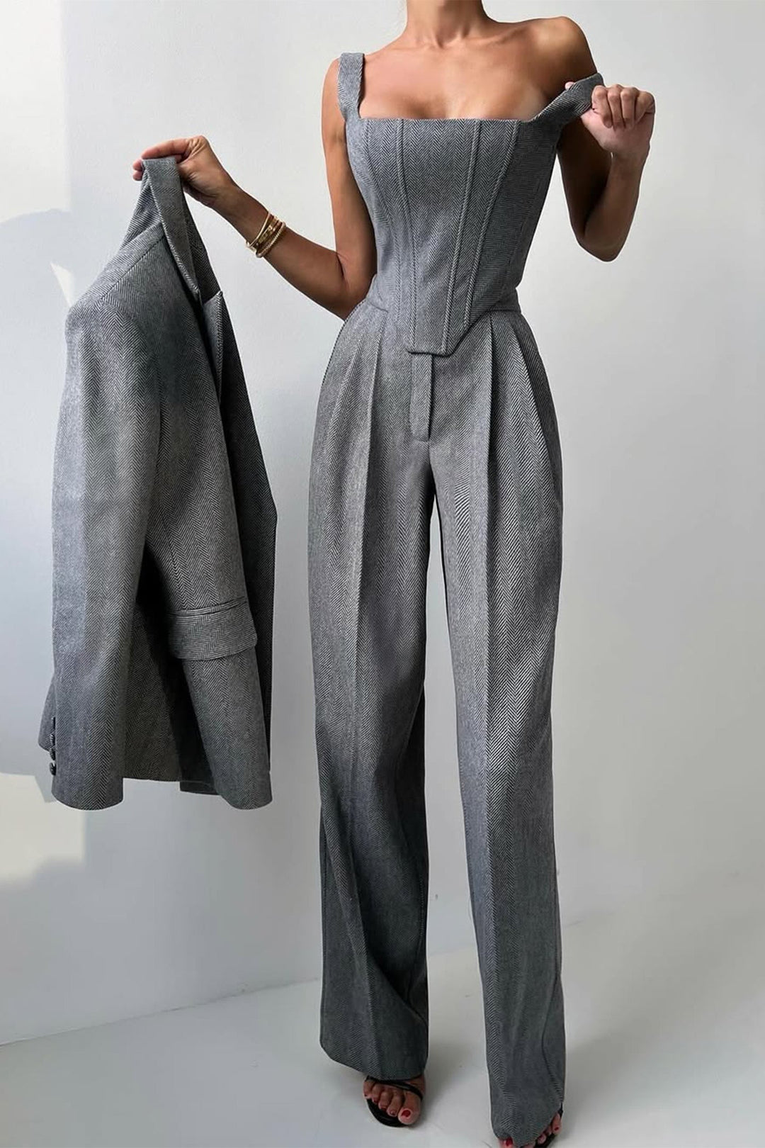 Dolce™ - Conjunto de tres piezas con blazer de doble botonadura