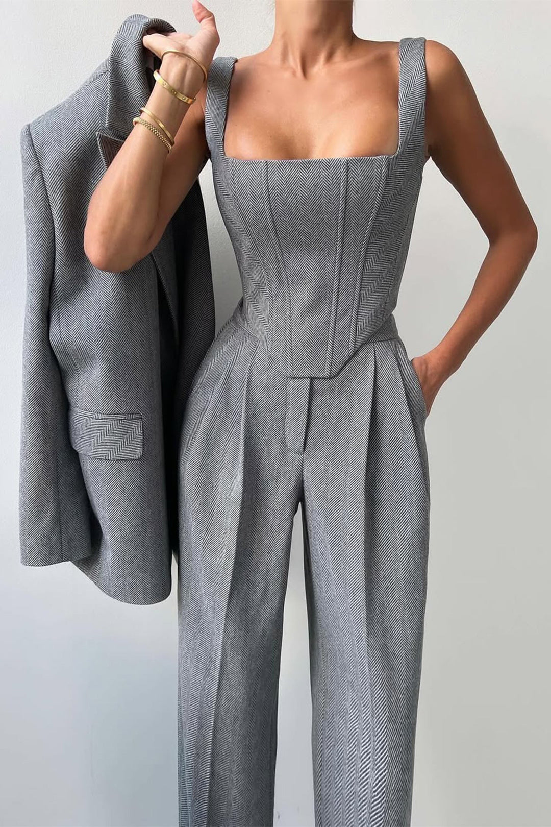 Dolce™ - Conjunto de tres piezas con blazer de doble botonadura