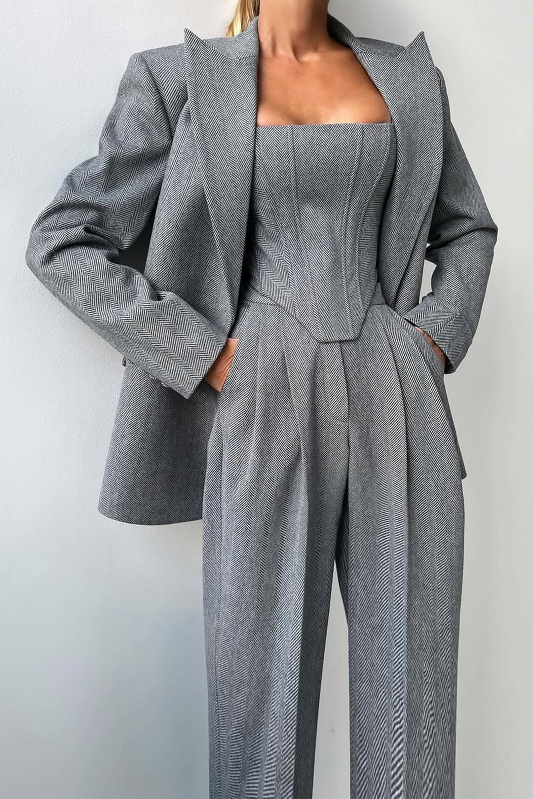 Dolce™ - Conjunto de tres piezas con blazer de doble botonadura