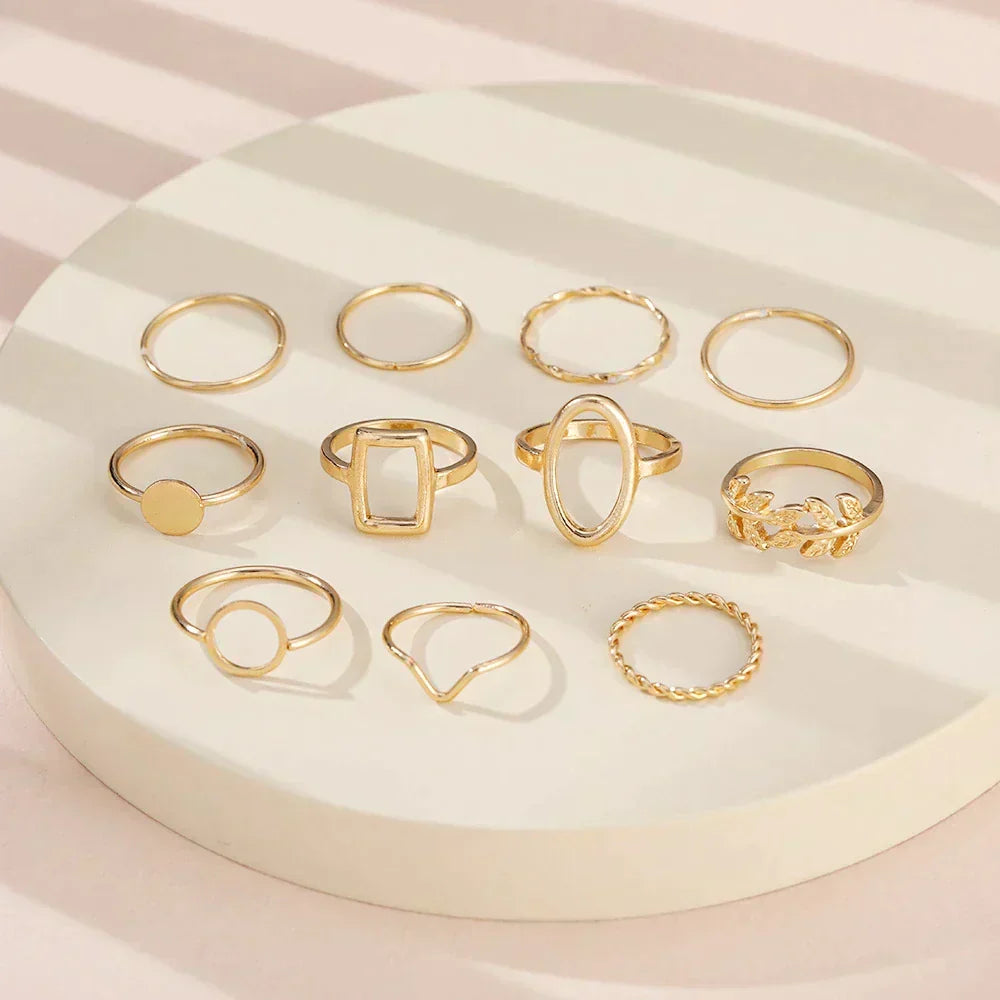 Set de 11 anillos retro de plata