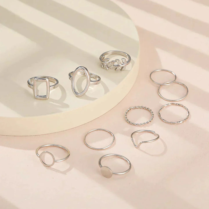 Set de 11 anillos retro de plata