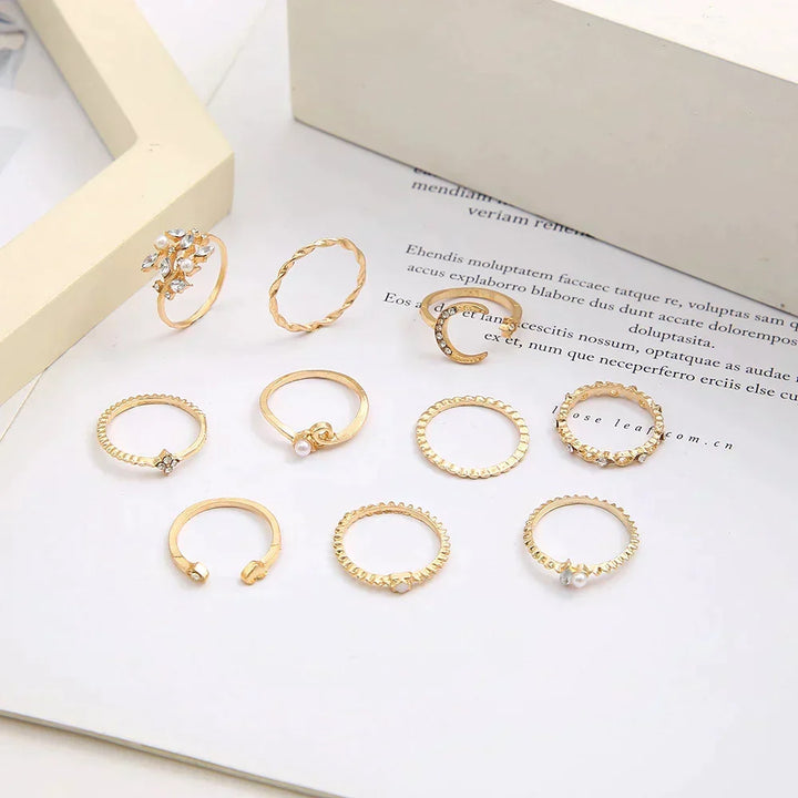 Conjunto de 10 Anillos Auxiliares Recubiertos de Plata y Oro