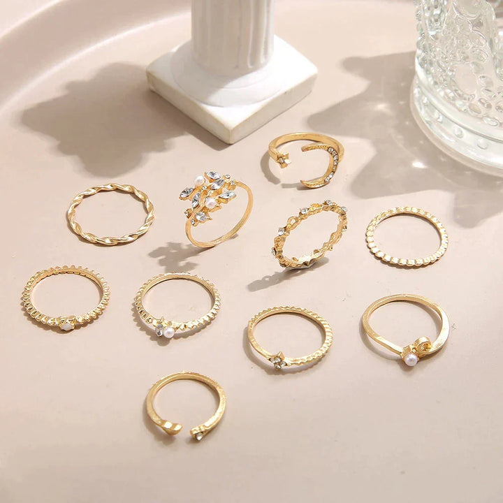 Conjunto de 10 Anillos Auxiliares Recubiertos de Plata y Oro