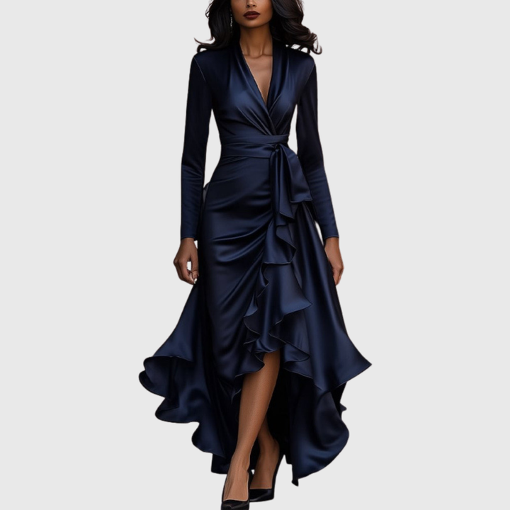 Valentina – Elegant satin dress with draping
