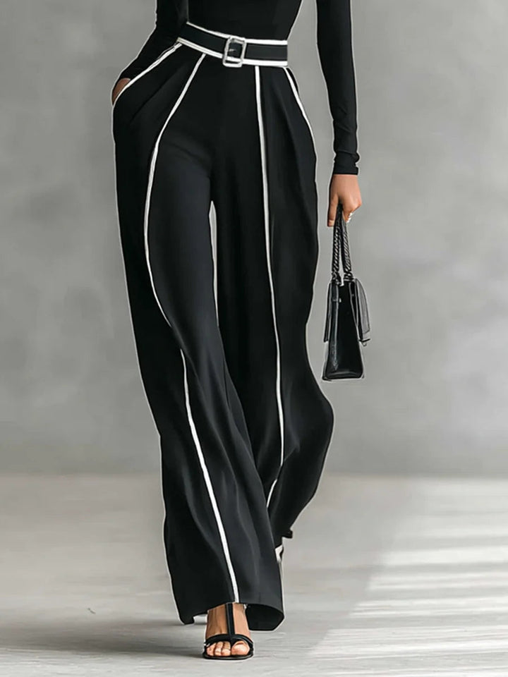 Emma – Conjunto elegante de dos piezas con cuello alto y pantalón ancho