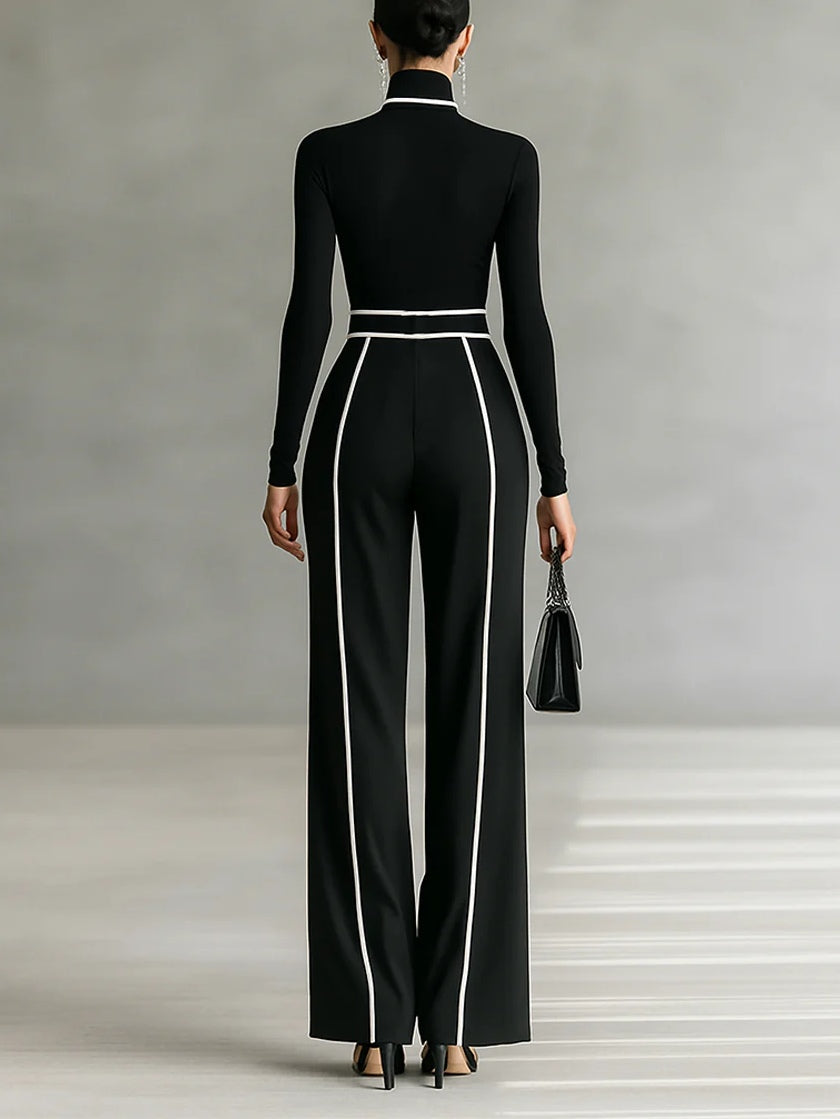 Emma – Conjunto elegante de dos piezas con cuello alto y pantalón ancho