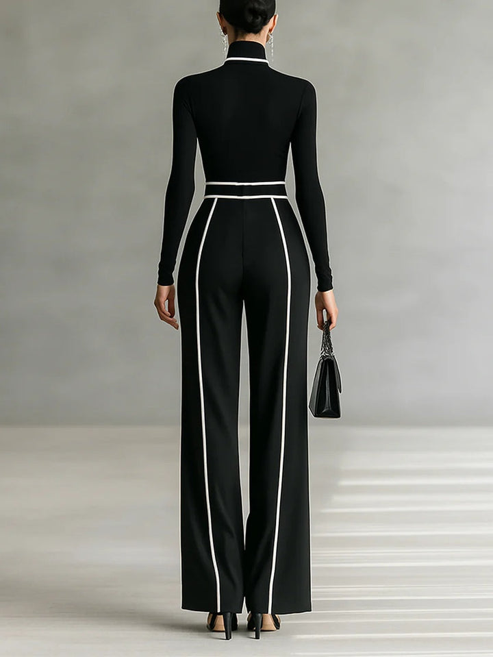 Emma – Conjunto elegante de dos piezas con cuello alto y pantalón ancho