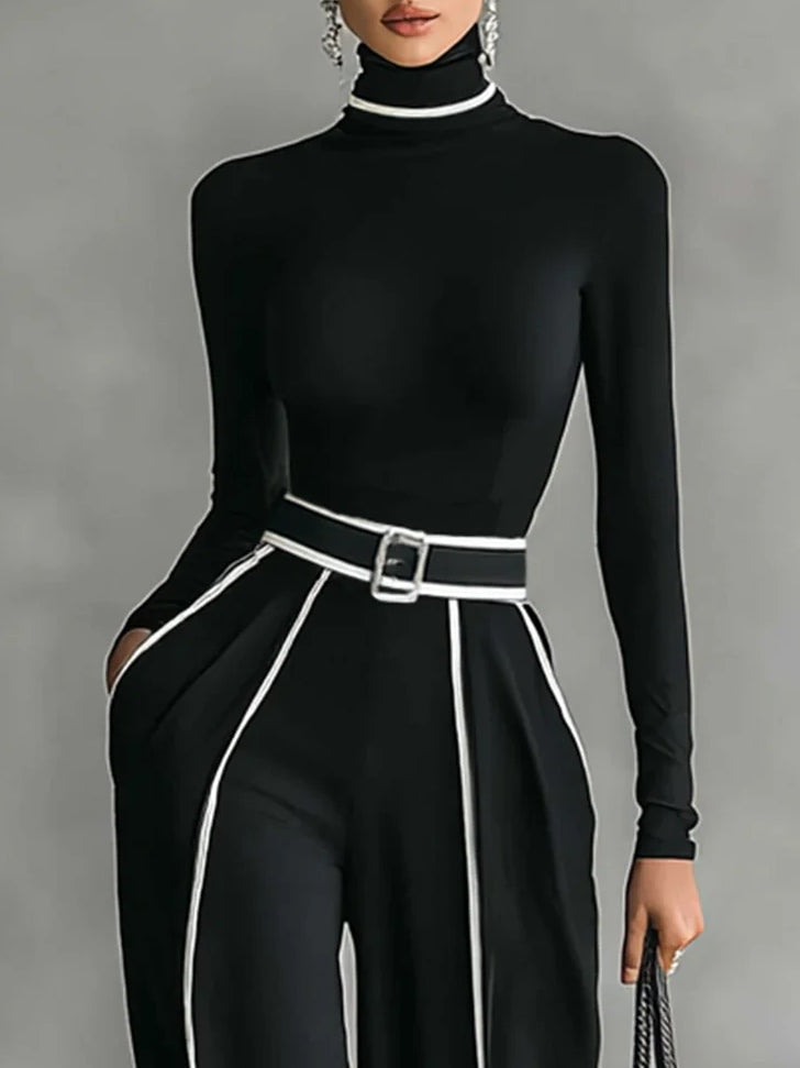 Emma – Conjunto elegante de dos piezas con cuello alto y pantalón ancho