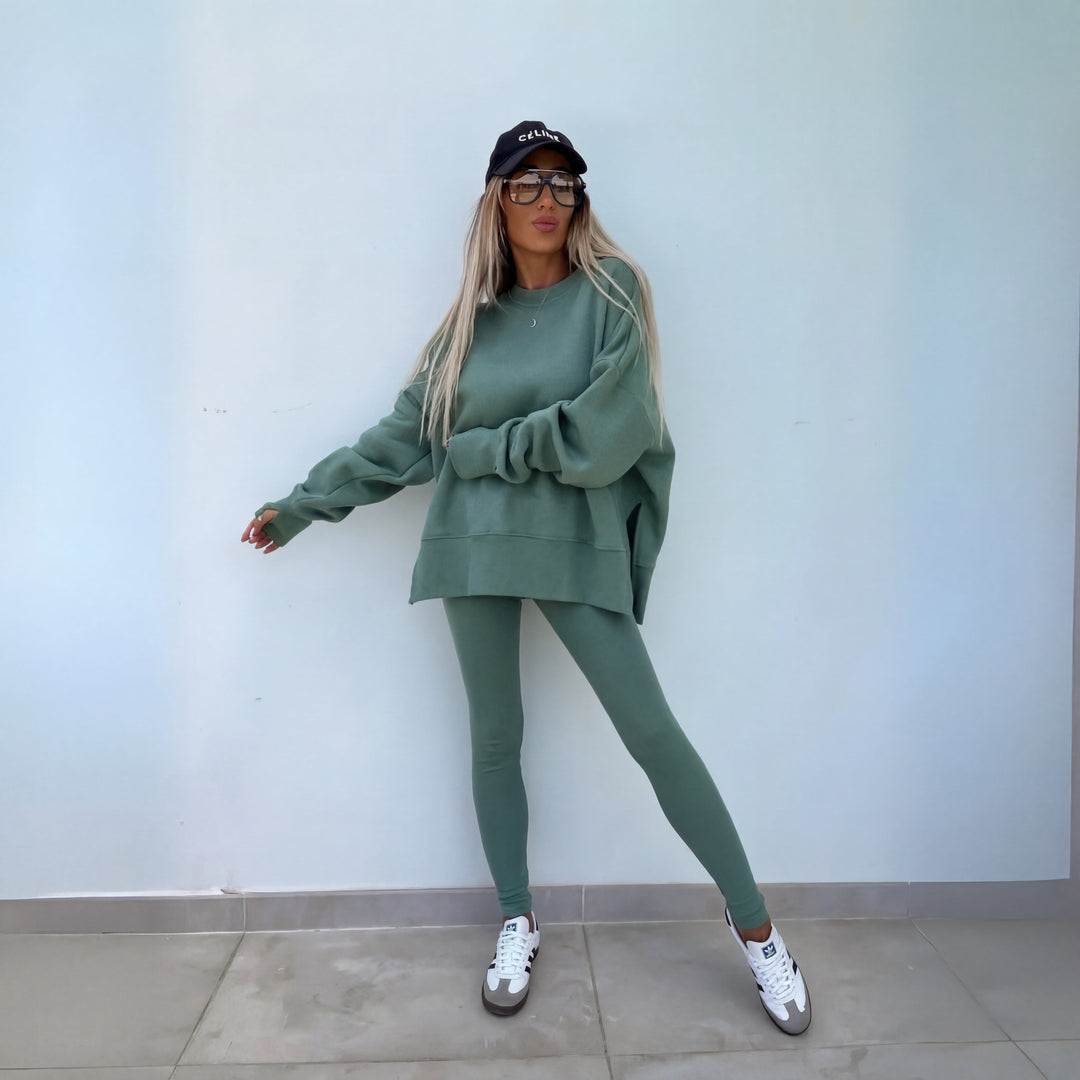 Abril | Conjunto Sudadera Sin Capucha Mujer Oversize Leggings