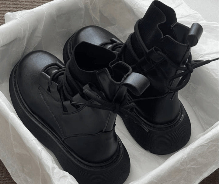 Amaia | Botas Militares Plataforma Mujer con Cordones y Hebillas