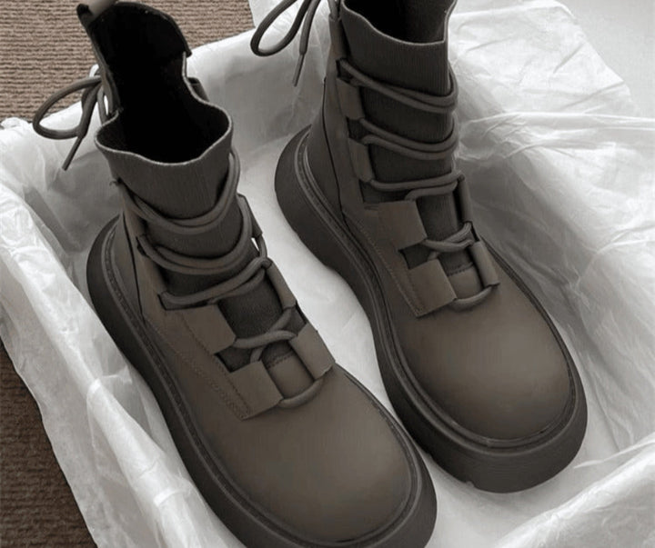 Amaia | Botas Militares Plataforma Mujer con Cordones y Hebillas
