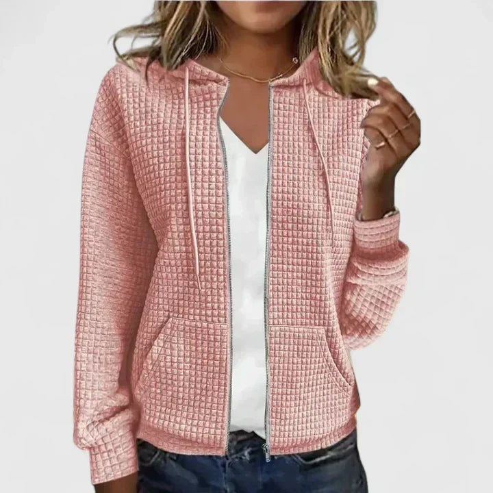 Amparo | Jersey de Punto con Capucha y Cremallera Mujer Textura Waffle