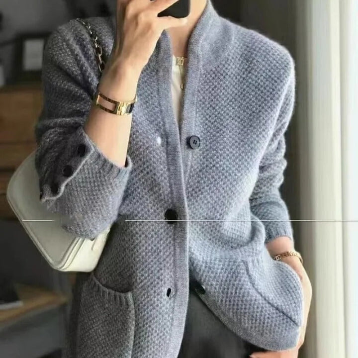 Beatriz | Chaqueta de Punto Texturizado Mujer Escote V Botones