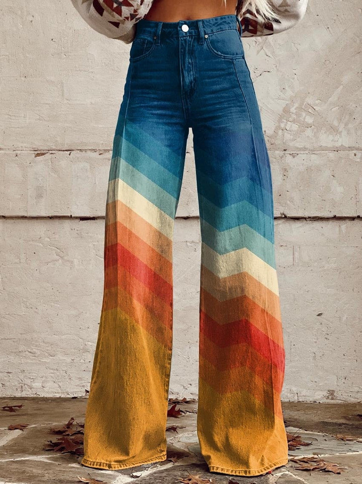 Beatriz | Pantalón de Pierna Ancha Estampado Mujer Cintura Alta