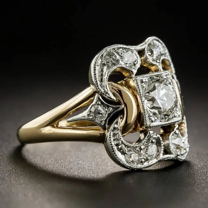 Anillo de Oro Vintage con Circonitas