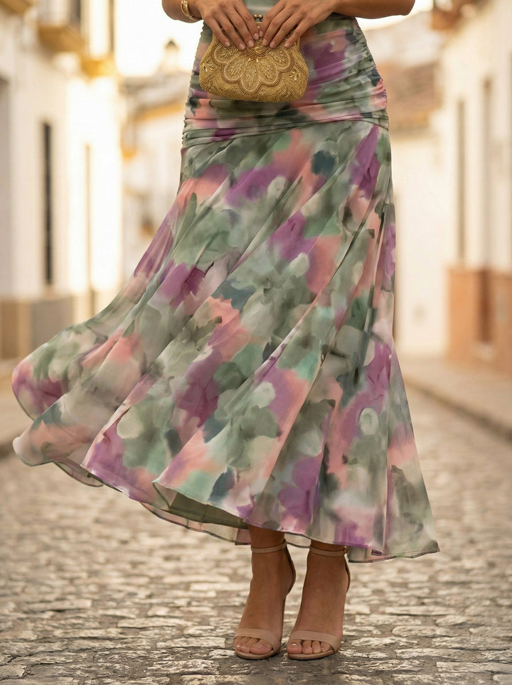 Carmela | Vestido Largo de Gala Hombros Descubiertos Mujer Plisado