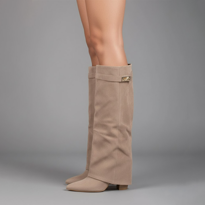 Cayetana | Botas Altas de Ante Mujer Caña Alta Tacón