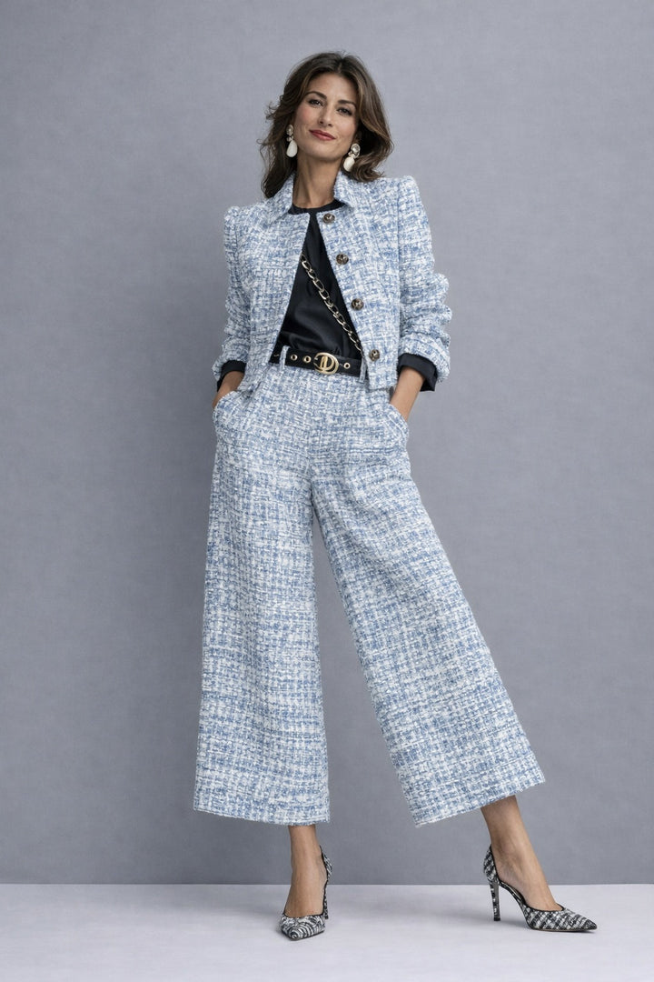 Cayetana | Conjunto de Tweed Chaqueta y Pantalón Culotte Mujer Cintura Alta
