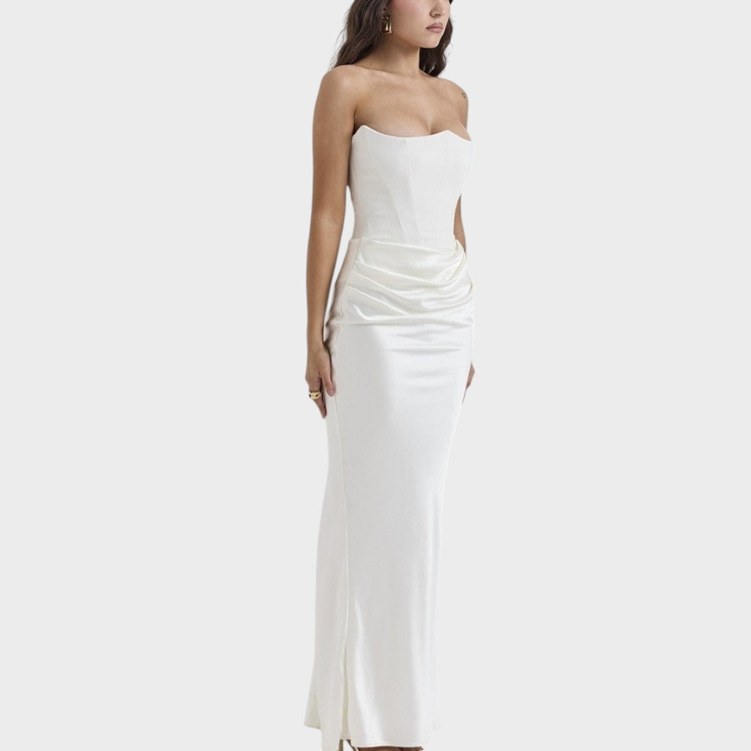 Flora - Satin Dress with Built-in Top