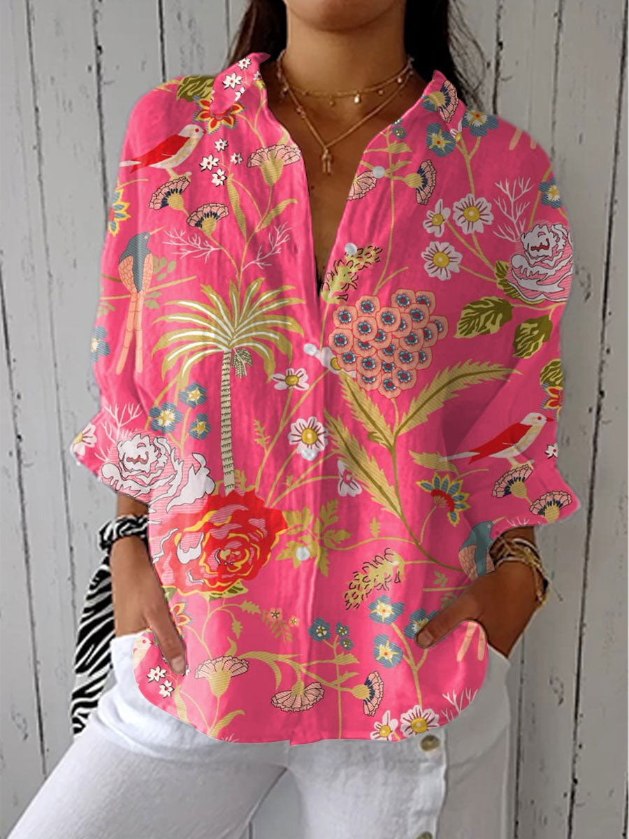 Consuelo | Blusa de Otoño Estampada Mujer Escote V