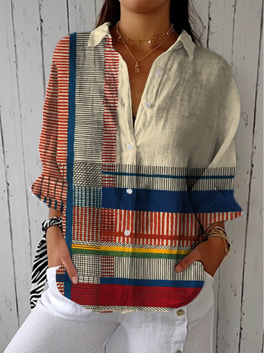 Consuelo | Blusa de Otoño Estampada Mujer Escote V