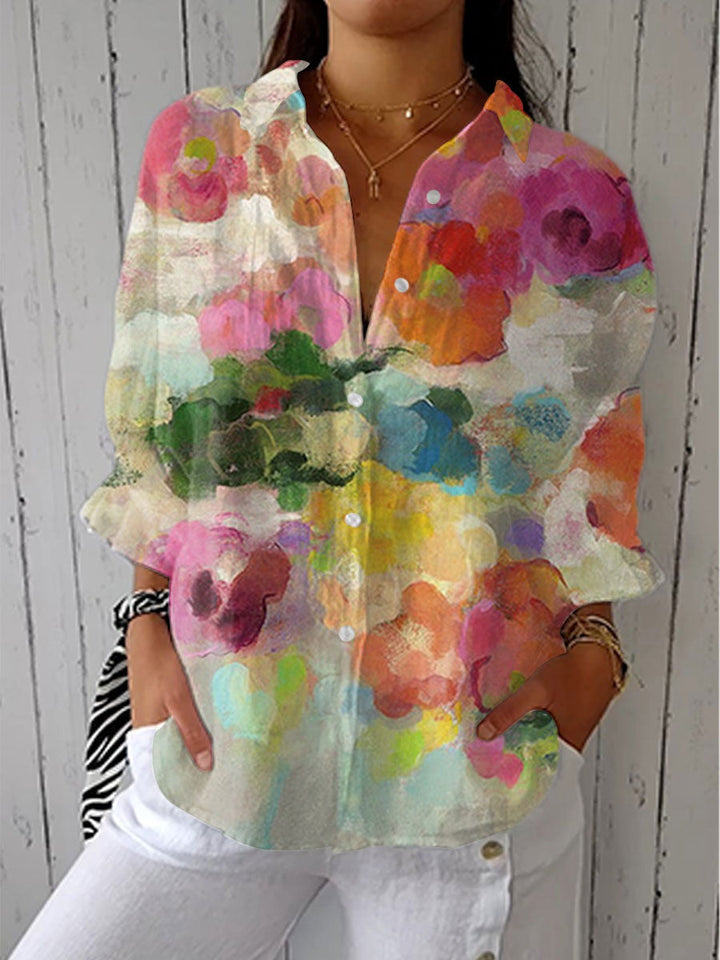 Consuelo | Blusa de Otoño Estampada Mujer Escote V