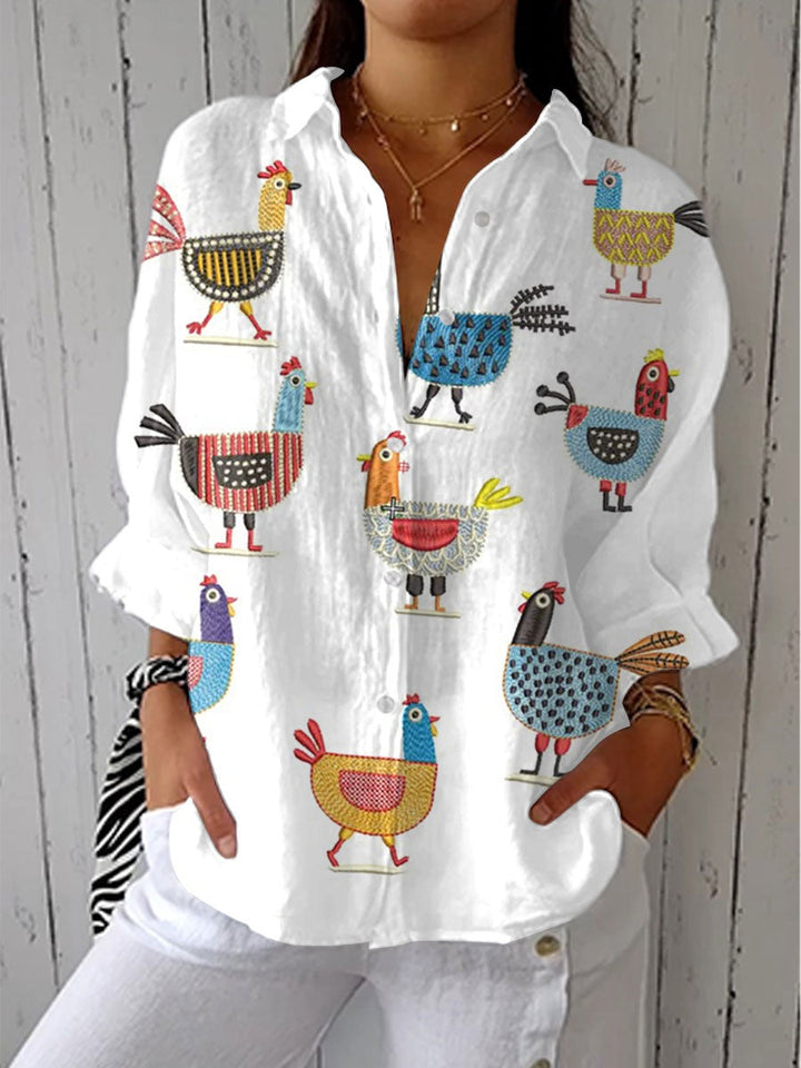 Consuelo | Blusa de Otoño Estampada Mujer Escote V