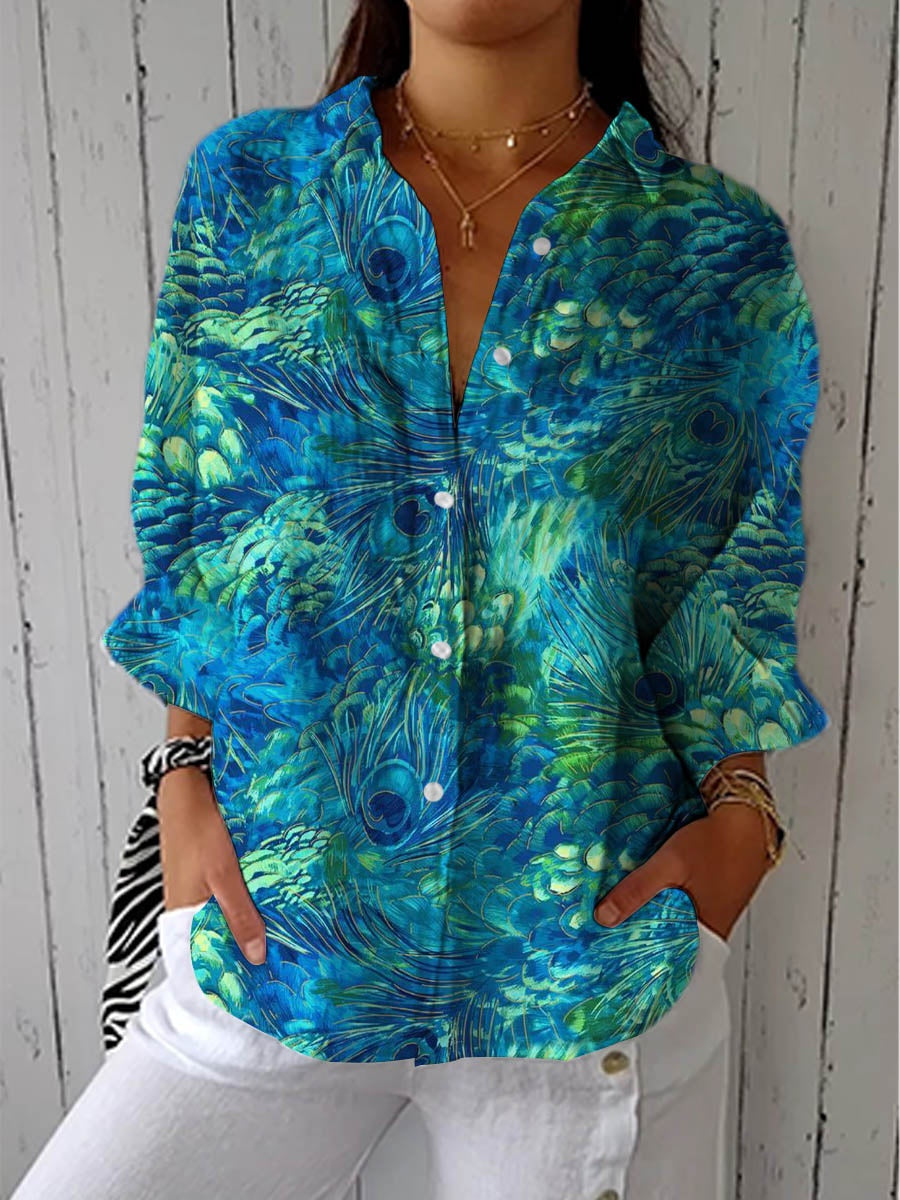 Consuelo | Blusa de Otoño Estampada Mujer Escote V