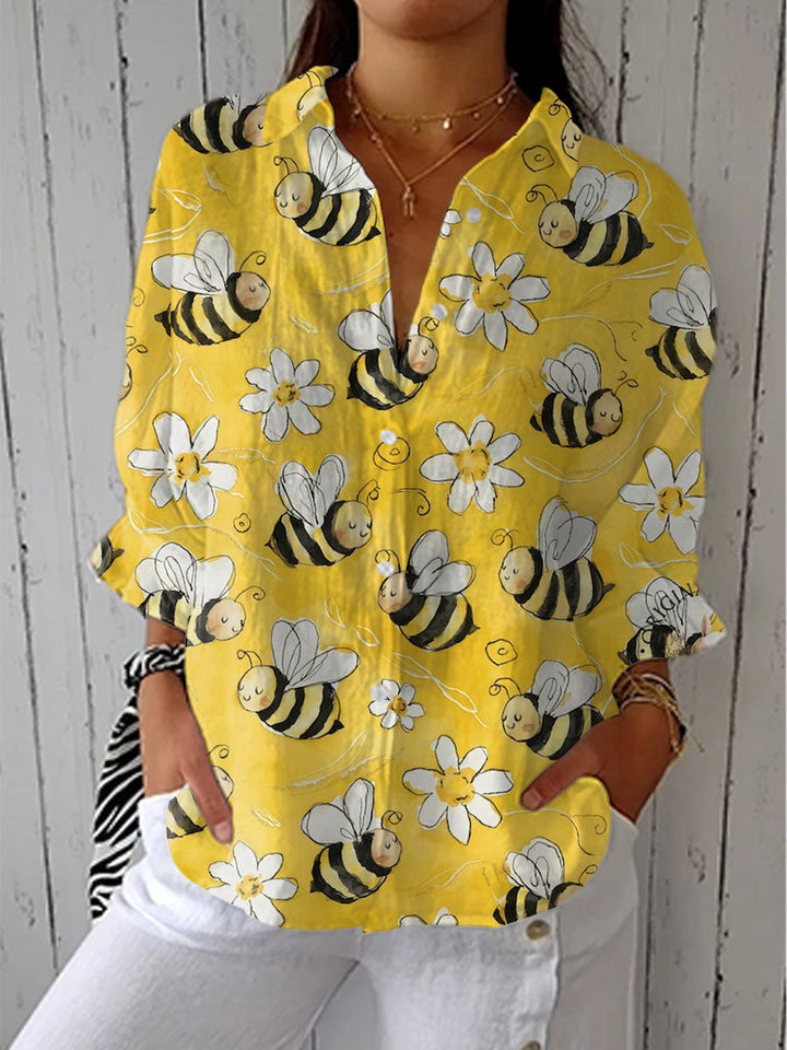 Consuelo | Blusa de Otoño Estampada Mujer Escote V
