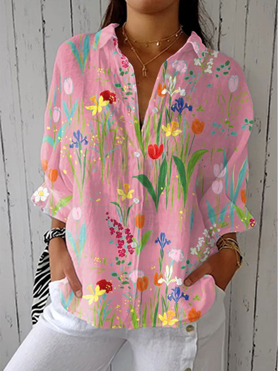 Consuelo | Blusa de Otoño Estampada Mujer Escote V