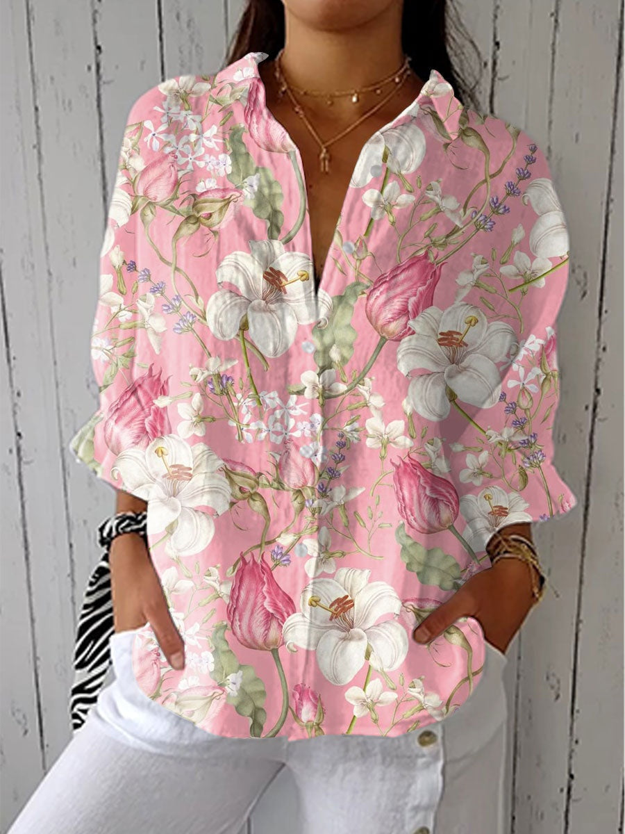 Consuelo | Blusa de Otoño Estampada Mujer Escote V
