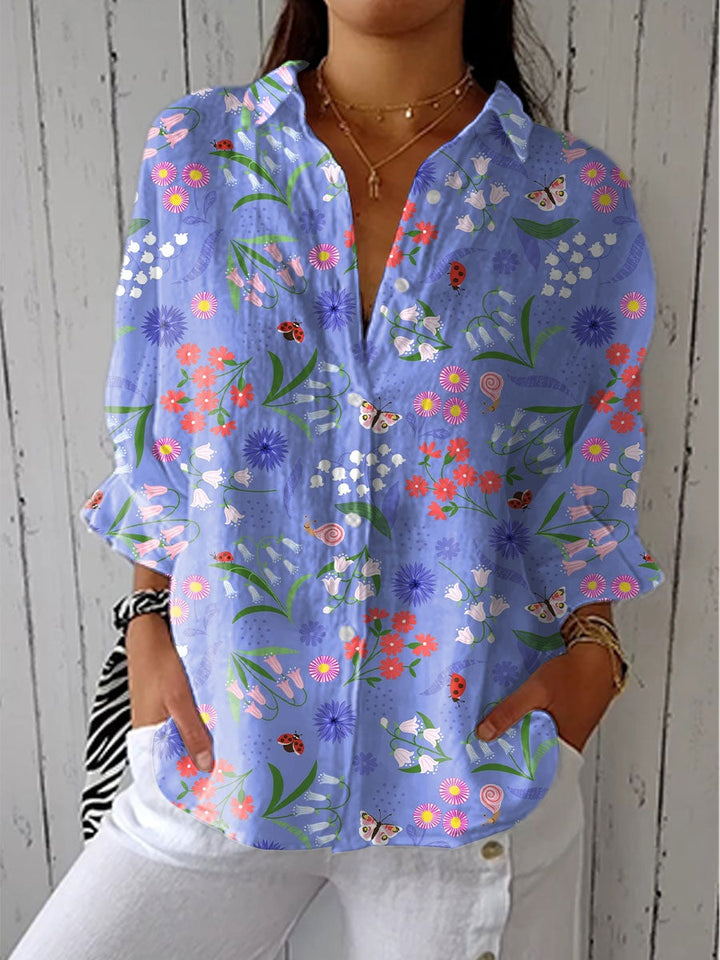 Consuelo | Blusa de Otoño Estampada Mujer Escote V
