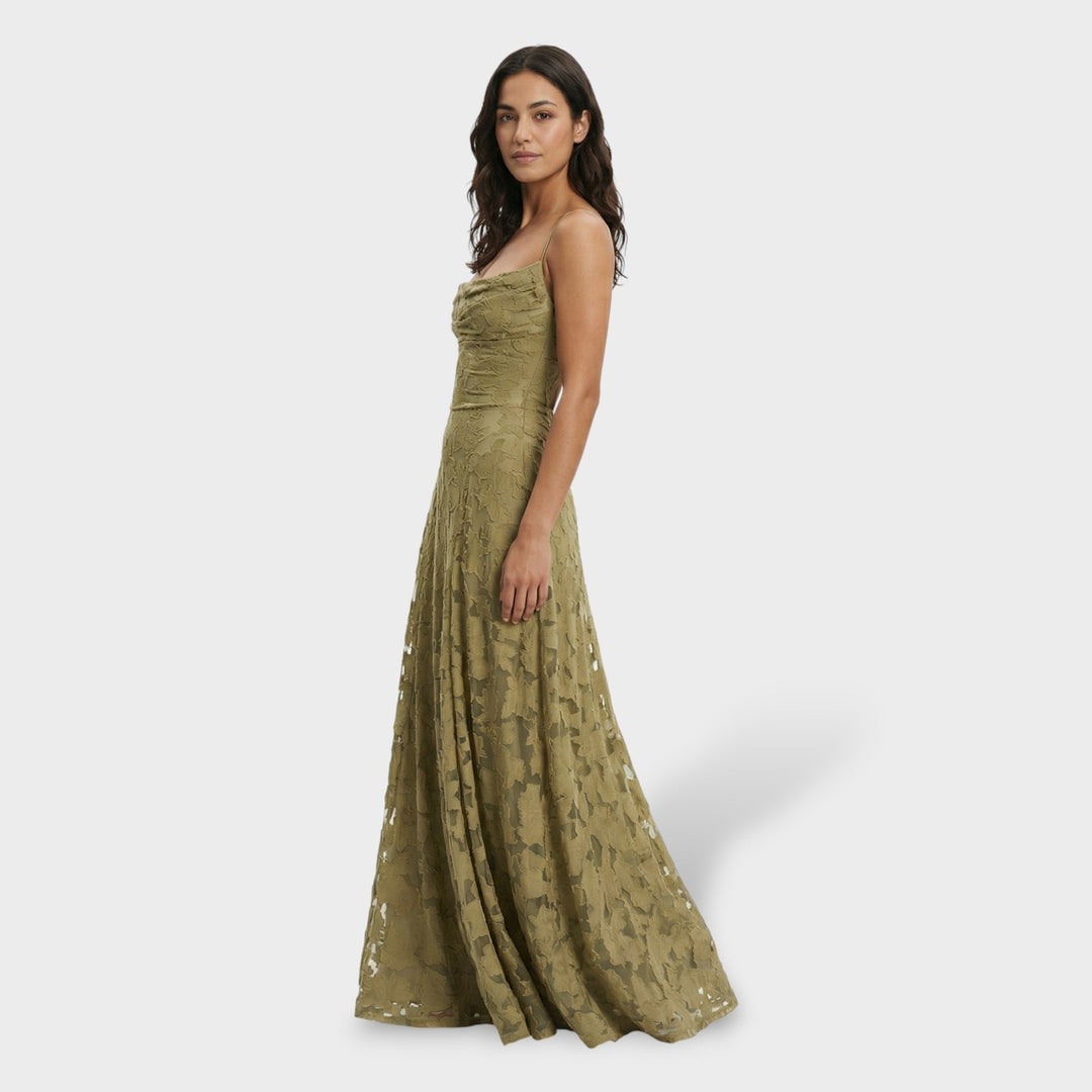 Coral | Vestido Largo de Fiesta con Espalda Descubierta Mujer Encaje
