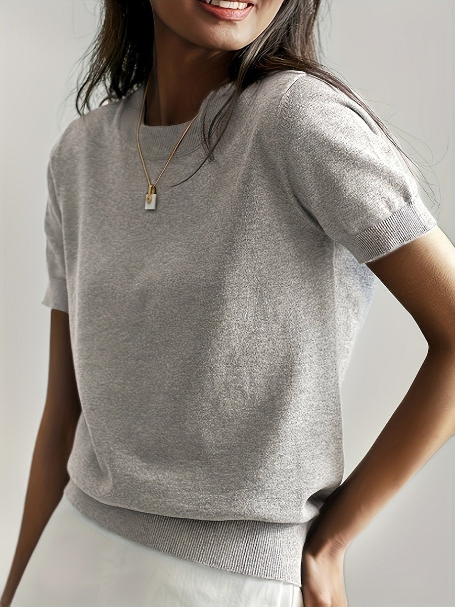 Daniela | Jersey Fino de Punto Mujer Cuello Redondo Manga Corta