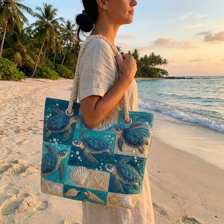 Dolores | Bolso Tote de Playa Artesanal Mujer Asas de Cuerda Estampado