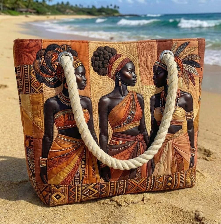 Dolores | Bolso Tote de Playa Artesanal Mujer Asas de Cuerda Estampado