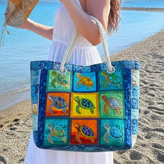 Dolores | Bolso Tote de Playa Artesanal Mujer Asas de Cuerda Estampado