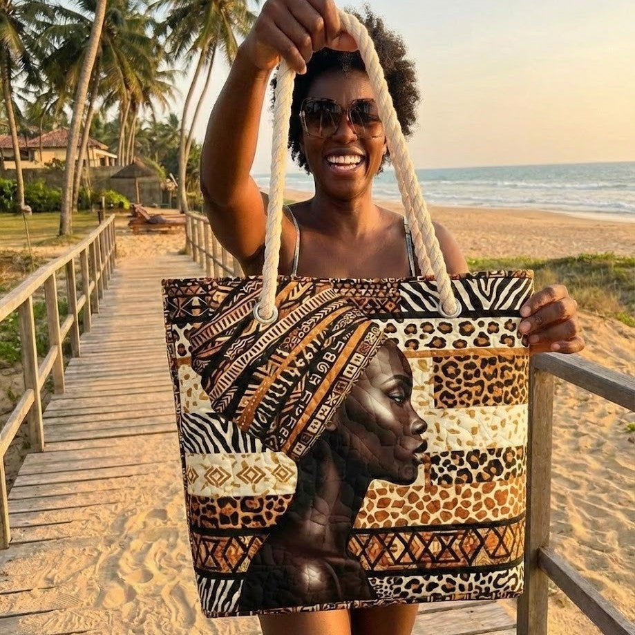 Dolores | Bolso Tote de Playa Artesanal Mujer Asas de Cuerda Estampado