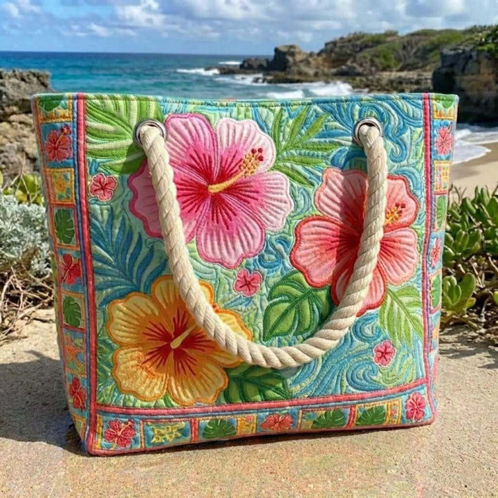 Dolores | Bolso Tote de Playa Artesanal Mujer Asas de Cuerda Estampado