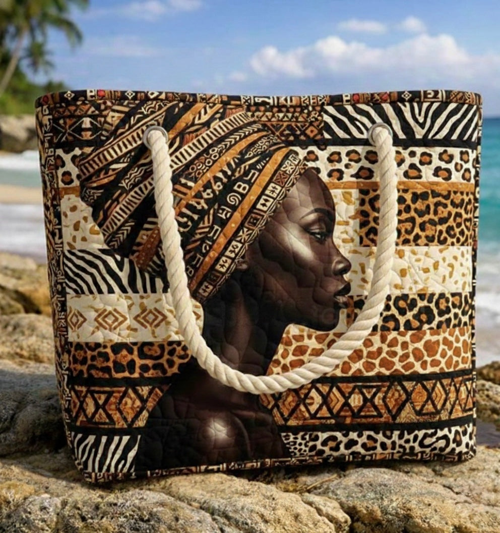 Dolores | Bolso Tote de Playa Artesanal Mujer Asas de Cuerda Estampado