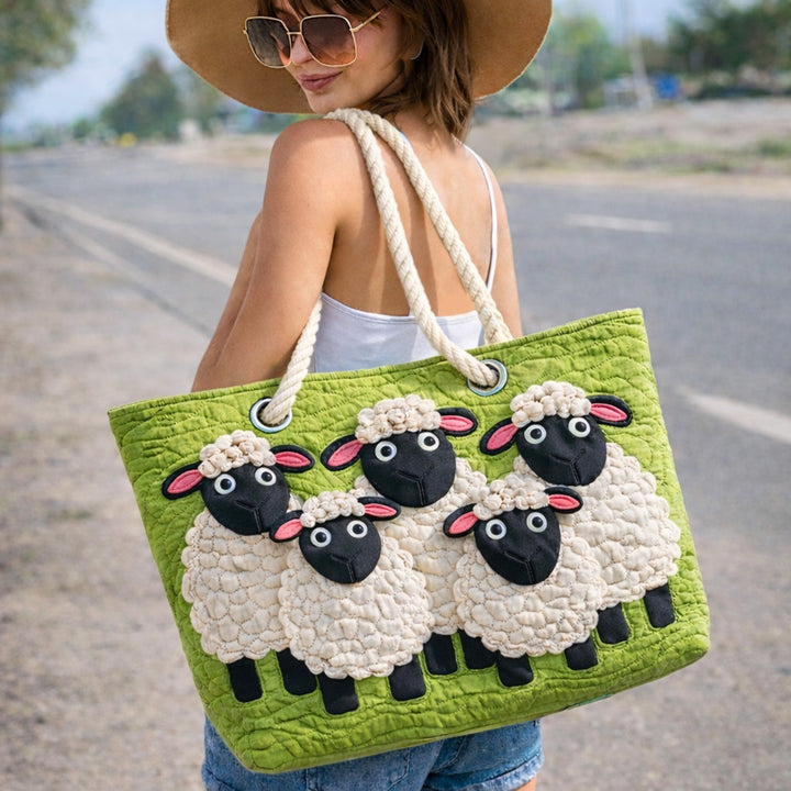 Dolores | Bolso Tote de Playa Artesanal Mujer Asas de Cuerda Estampado
