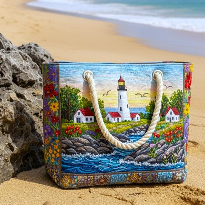 Dolores | Bolso Tote de Playa Artesanal Mujer Asas de Cuerda Estampado
