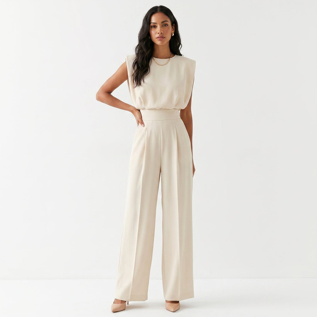 Carmen | Mono Largo Elegante Mujer Sin Mangas Palazzo Cintura Alta