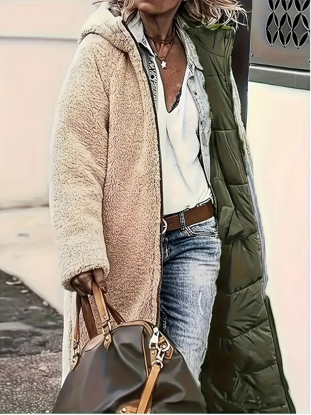 Celine Abrigo de Invierno Doble Cara Aislado Térmico para Damas